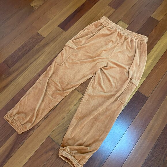 Orange Ribbed Cargo Joggers size Large - Picture 7 of 9